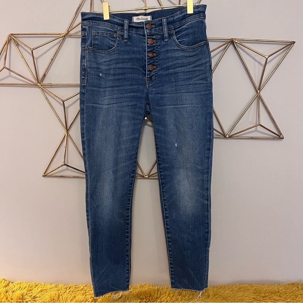 Madewell Dark Blue 9” High Riser Button up SKINNY SKINNY Women's Jeans